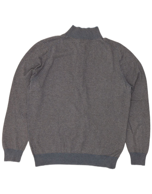 Massimo Dutti Pull à col boutonné pour homme en coton gris Taille L