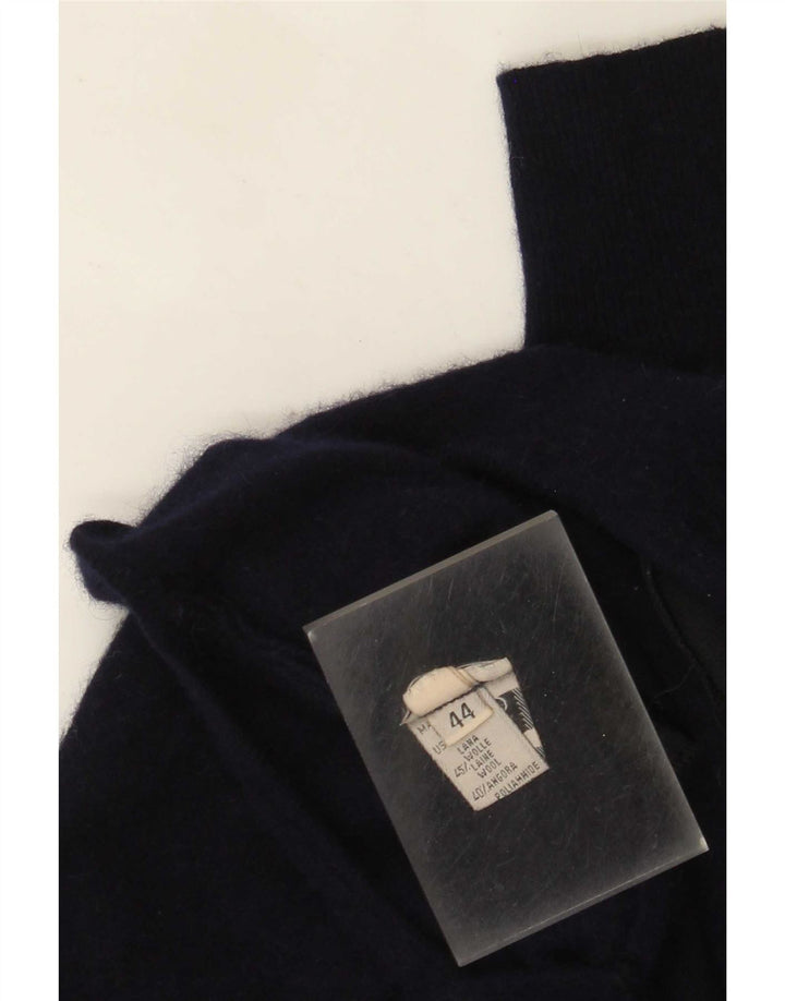 Vintage Womens Crop V-Neck Jumper Sweater IT 44 Medium Navy Blue Wool
