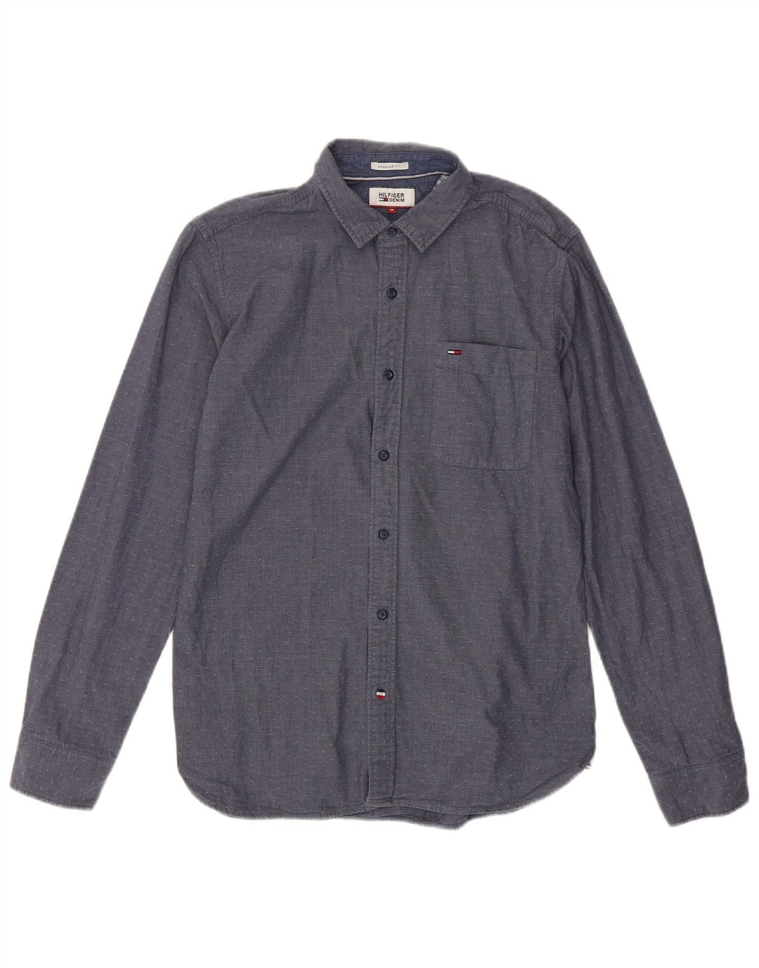 TOMMY HILFIGER Herre Regular Fit skjorte Medium marineblå plettet bomuld