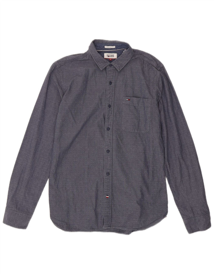 TOMMY HILFIGER Herre Regular Fit skjorte Medium marineblå plettet bomuld