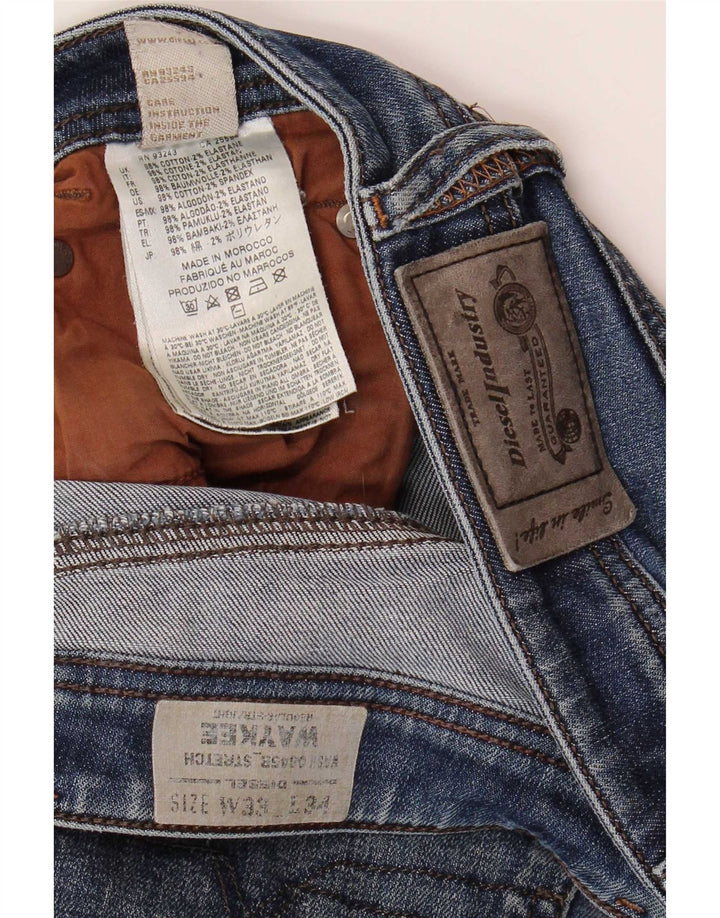 Diesel Mens Waykee Regular Straight Jeans W33 L34 Blue Cotton