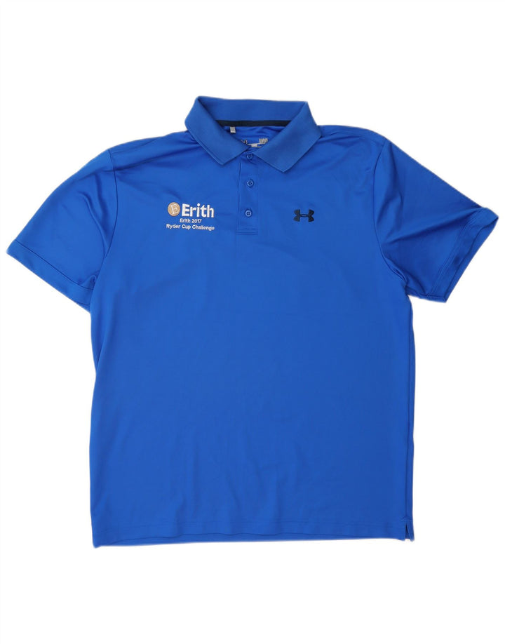 Under Armour Mens Heat Gear Polo Shirt Large Blue