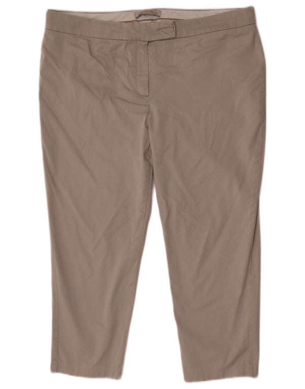 Marks & Spencer Womens High Waist Capri Trousers UK 16 Large W36 L22 Grey
