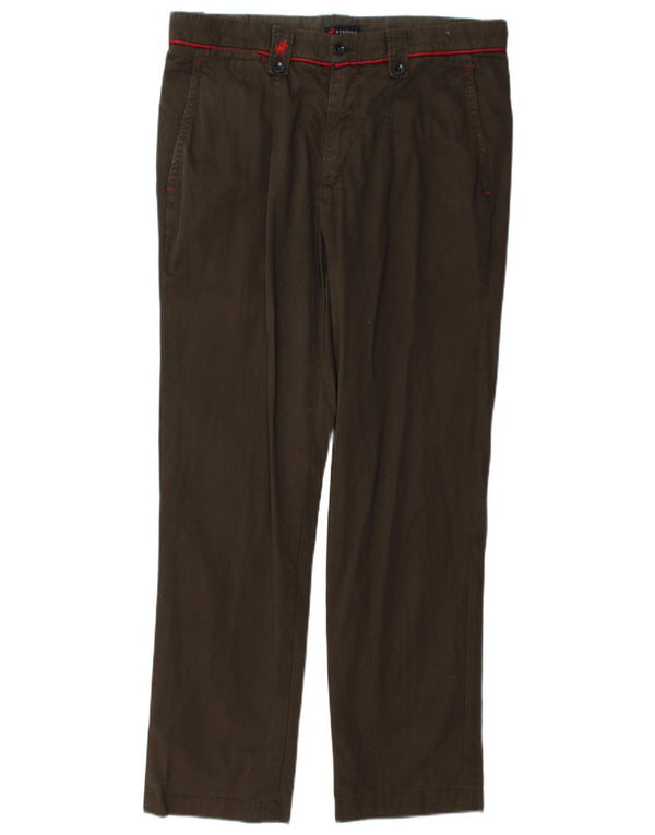 Rodrigo Mens Slim Chino Trousers IT 50 Large W34 L30 Khaki Cotton