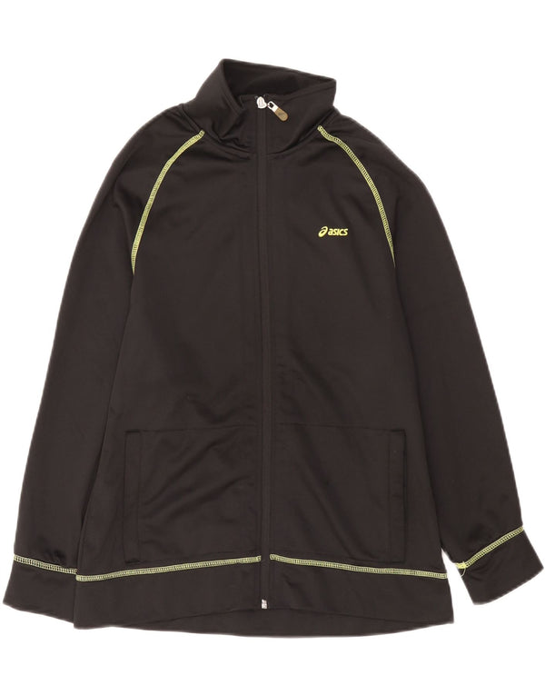 Asics Womens Tracksuit Top Jacket UK 16 Large Black Polyester