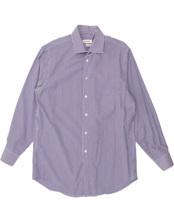 CALVIN KLEIN Mens Regular Fit Shirt Size 15 1/2 Medium Blue Gingham Cotton