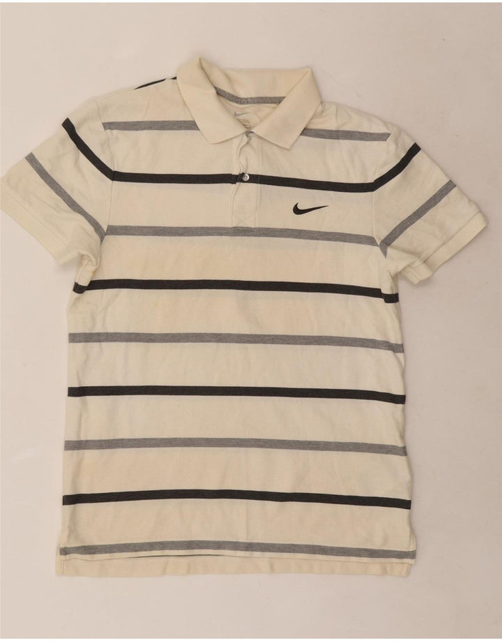 Polo Nike da uomo in cotone a righe bianche medie