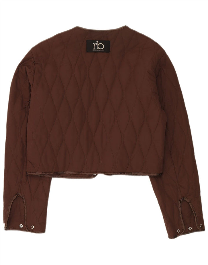 Roccobarocco Dame Crop Quiltet Jakke UK 14 Medium Brun