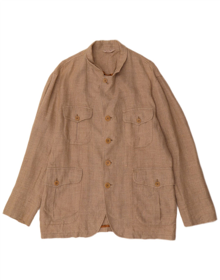 Capalbio Mens Utility Jacket IT 52 XL Beige Linen