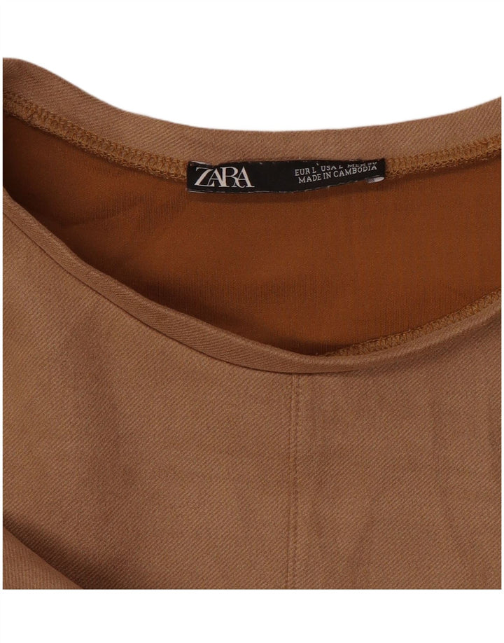 Zara Womens Shift Dress UK 16 Large Brown