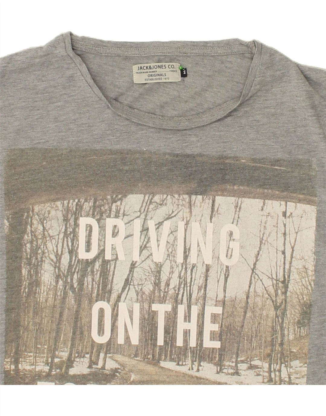 JACK & JONES Mens Graphic T-Shirt Top Medium Grey Cotton Vintage Jack & Jones and Second-Hand Jack & Jones from Messina Hembry 