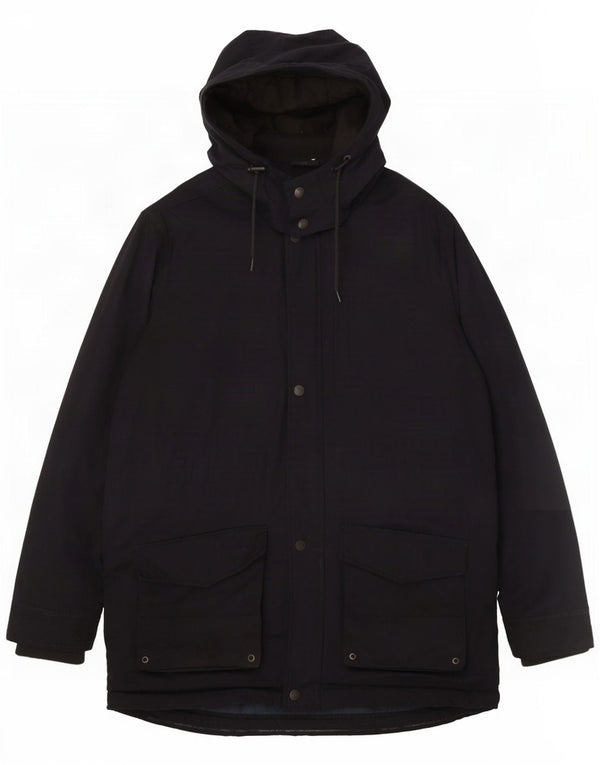 Crew Clothing Mens Hooded Parka Jacket UK 40 Large Navy Blue Polyester