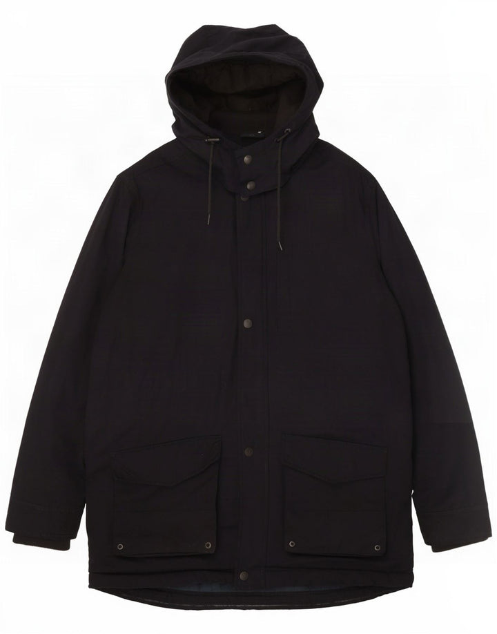 Crew Clothing Mens Hooded Parka Jacket UK 40 Large Navy Blue Polyester