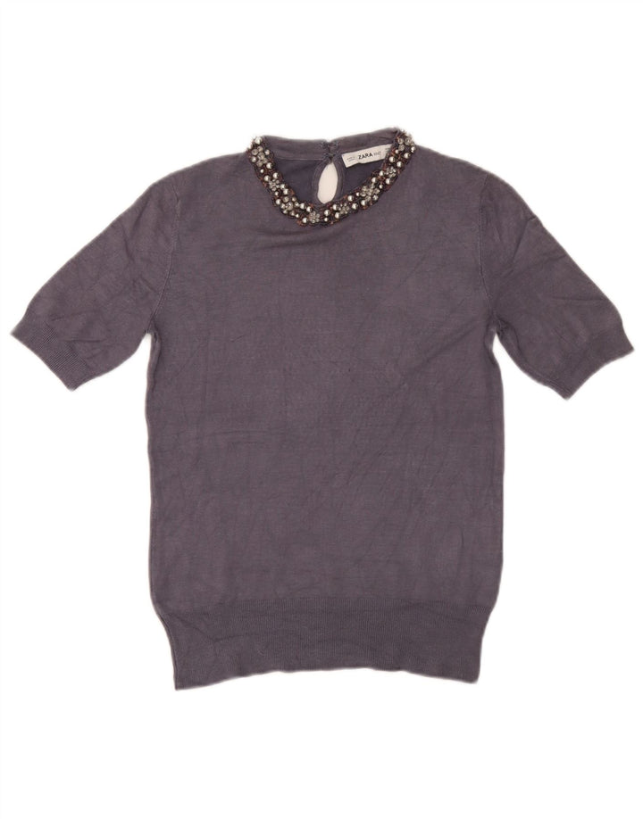 Top in camicetta da donna Zara UK 12 blu navy medio