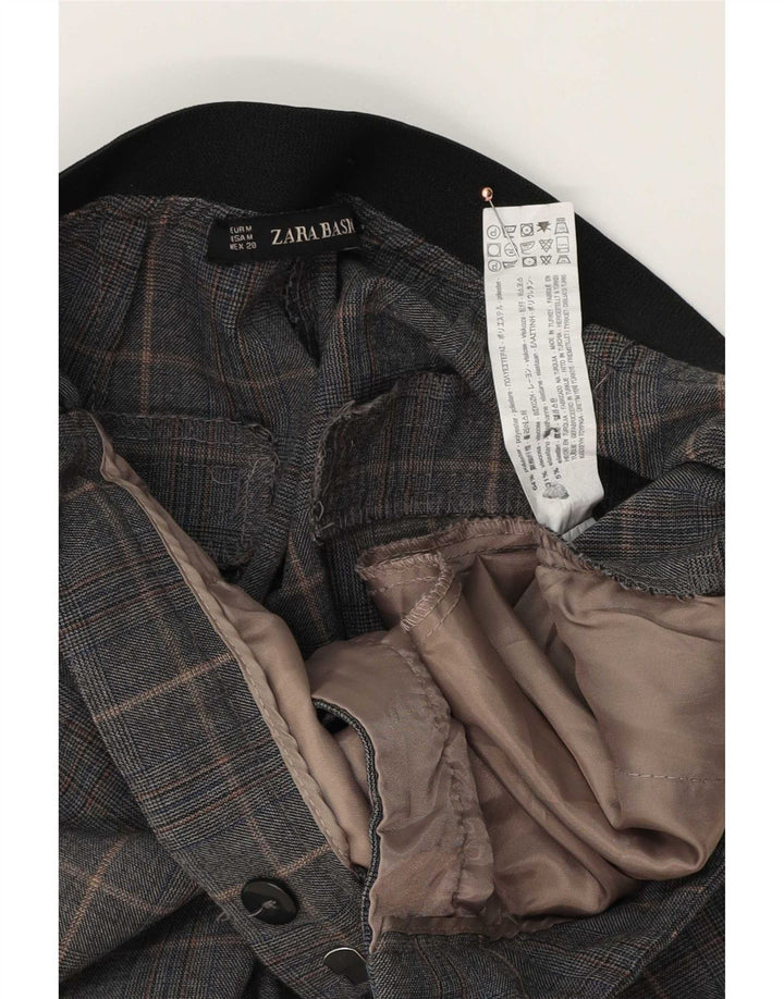 Zara Slim Chino-Hose für Damen, mittelgroß, W28, L26, grau kariertes Polyester