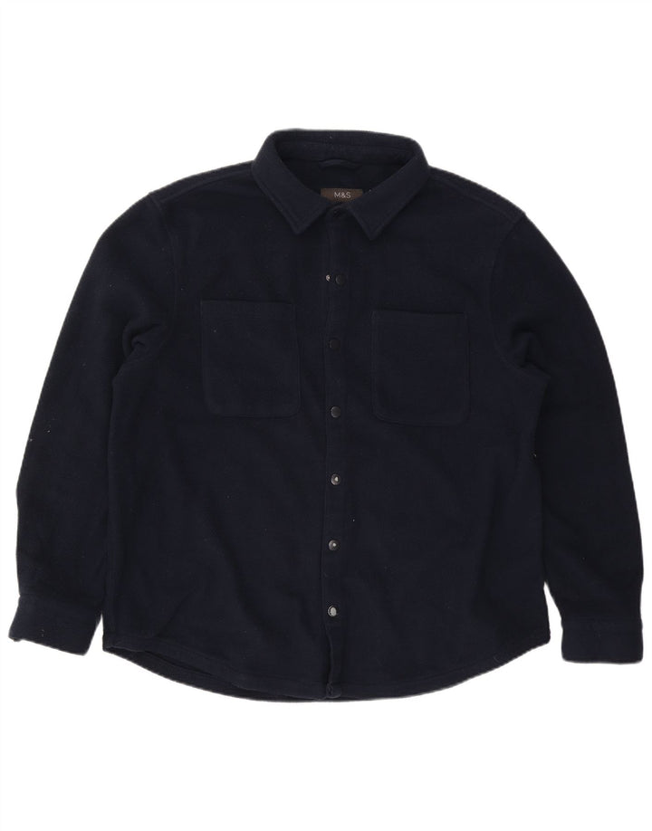 Marks & Spencer Herren Fleece-Hemd XL Marineblau Polyester