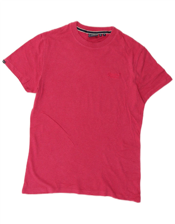 Superdry Mens T-Shirt Top Medium Pink Flecked Cotton