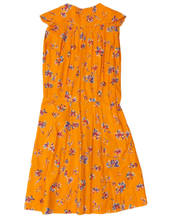 Vintage Womens Sleeveless Sundress UK 10 Small Yellow Floral