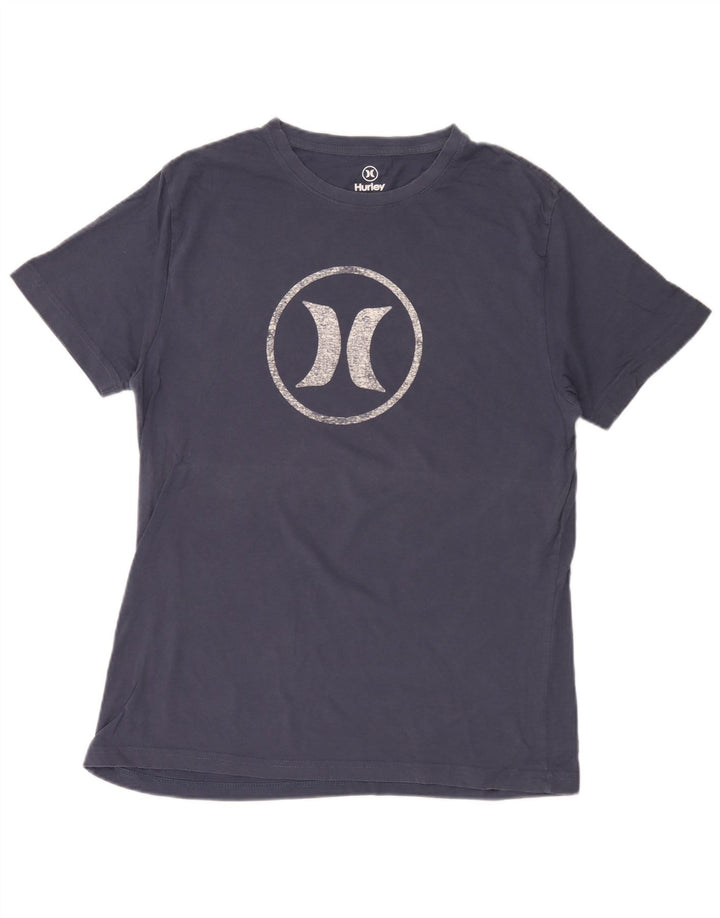 Hurley Mens Graphic T-Shirt Top Medium Navy Blue Cotton