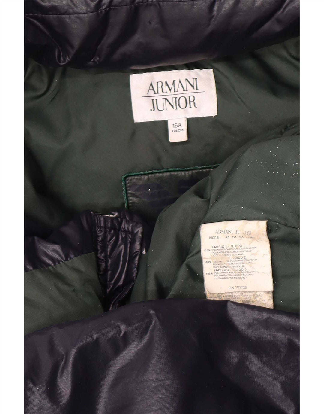 Armani Junior Boys Hooded Padded Jacket 15-16 Years Navy Blue Colourblock