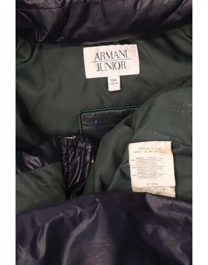 Armani Junior Boys Hooded Padded Jacket 15-16 Years Navy Blue Colourblock