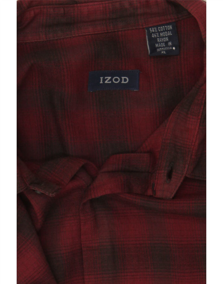 IZOD Mens Flannel Shirt XL Red Check Cotton Vintage Izod and Second-Hand Izod from Messina Hembry 