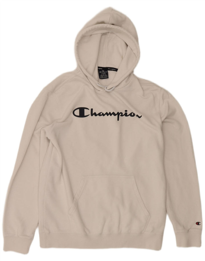 CHAMPION Suéter com capuz gráfico masculino grande algodão branco