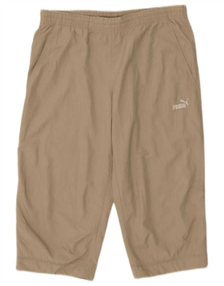 PUMA Mens Graphic Capri Tracksuit Trousers Medium Beige Polyester