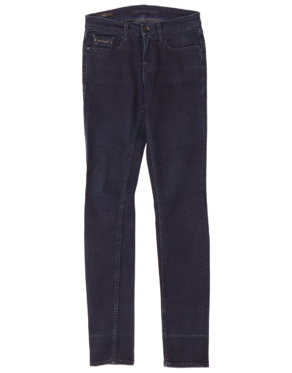 Calvin Klein Womens Mid Rise Skinny Jeans W26 L32 Blue Cotton