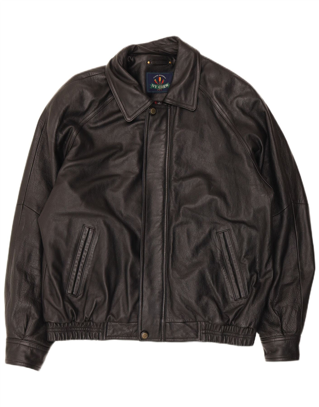 Ivy Crew Ανδρικό Δερμάτινο Μπουφάν UK 40 Large Μαύρο
