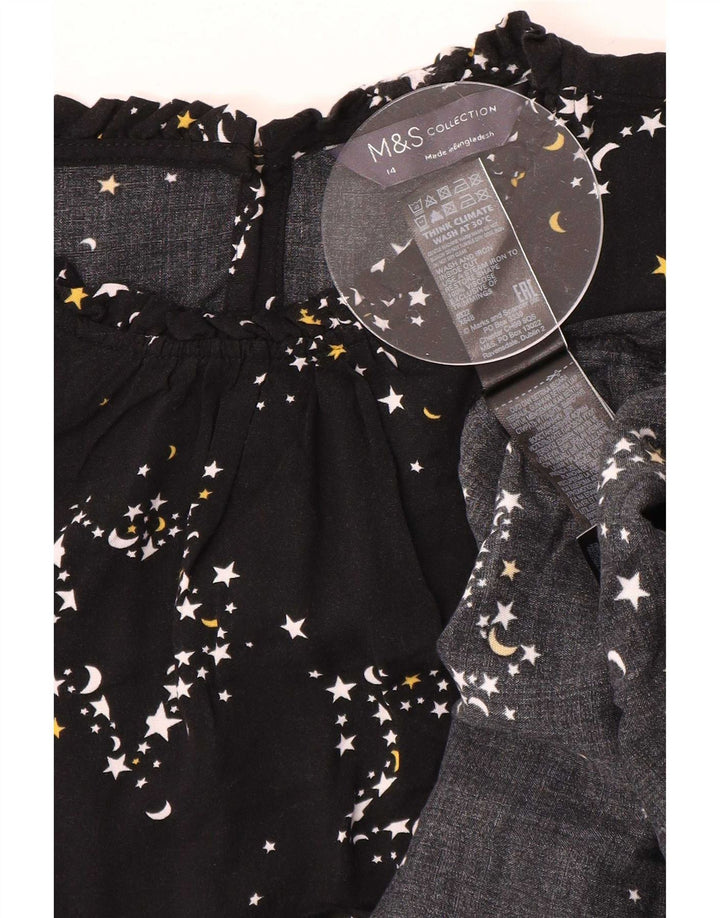 Marks & Spencer Chemisier à motif abstrait pour femme UK 14 Large Noir