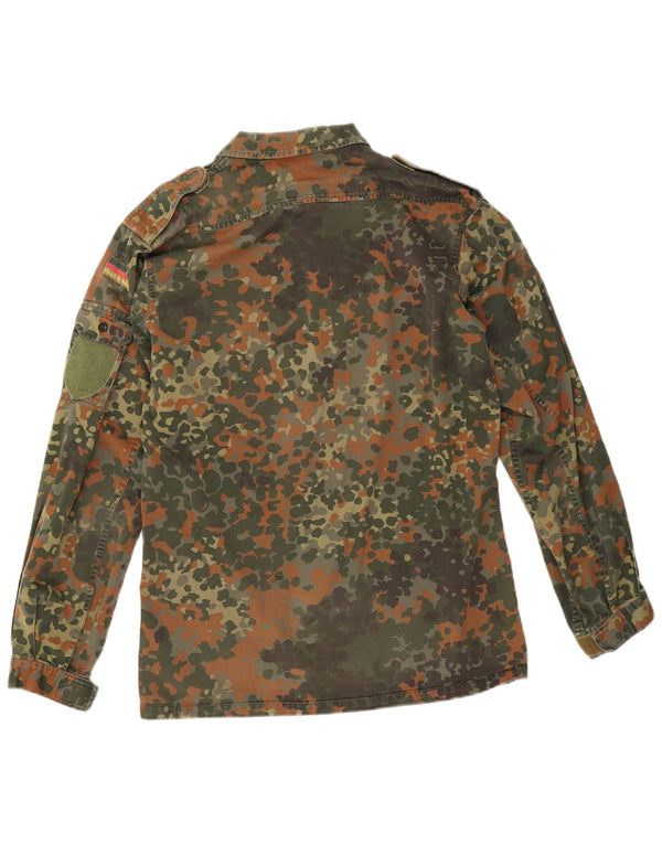 Vintage hombres camisa militar pequeño caqui camuflaje algodón