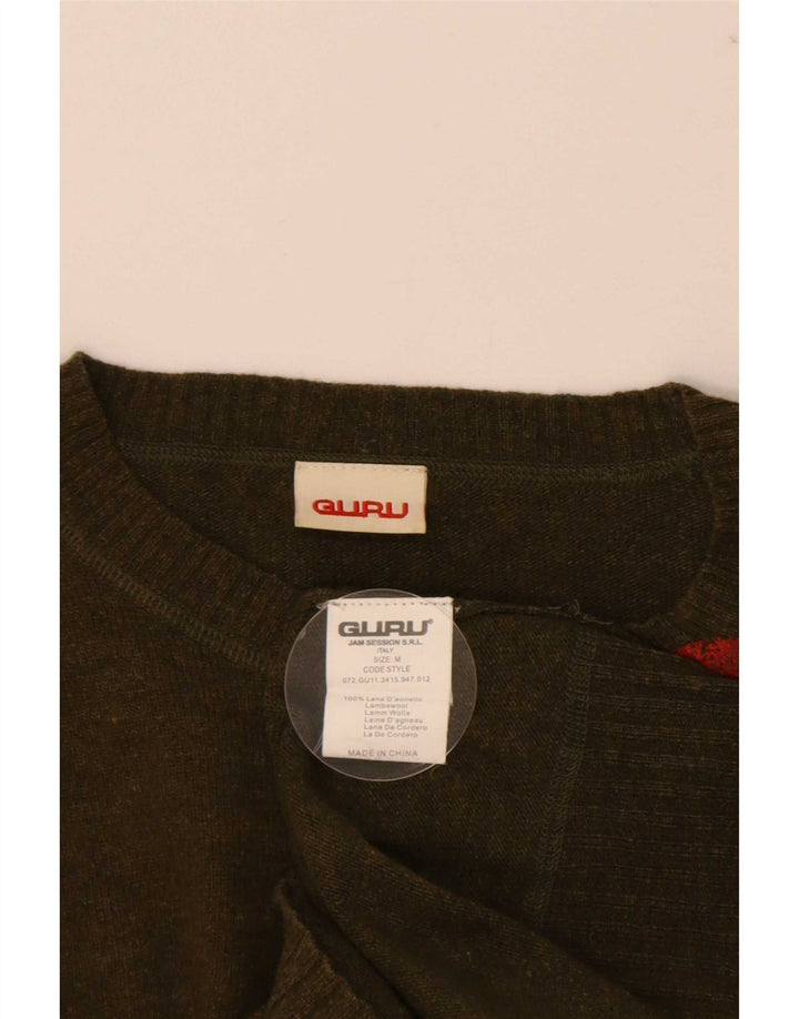 Ανδρικό πουλόβερ Guru Graphic Crew Neck Jumper Medium Khaki Wool