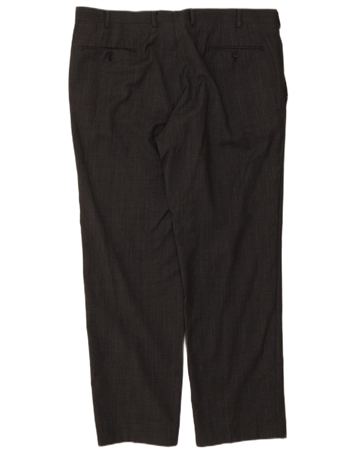 Marks & Spencer Mens Autograph Straight Suit Trousers W40 L31 Grey Check