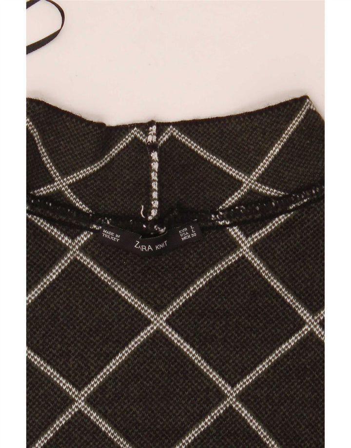 Abito a trapezio senza maniche da donna Zara UK 14 grande grigio geometrico