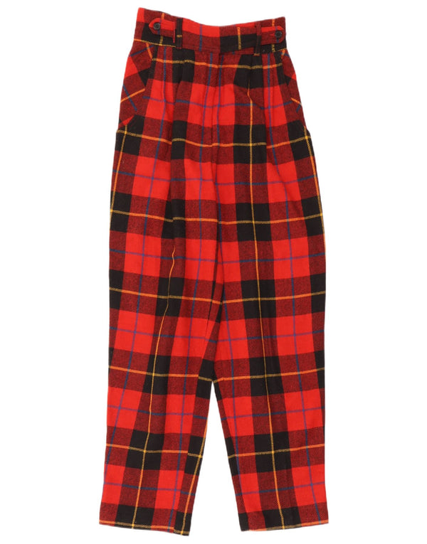 Vintage γυναικείο ψηλόμεσο casual παντελόνι IT 44 Medium W30 L30 Red Check