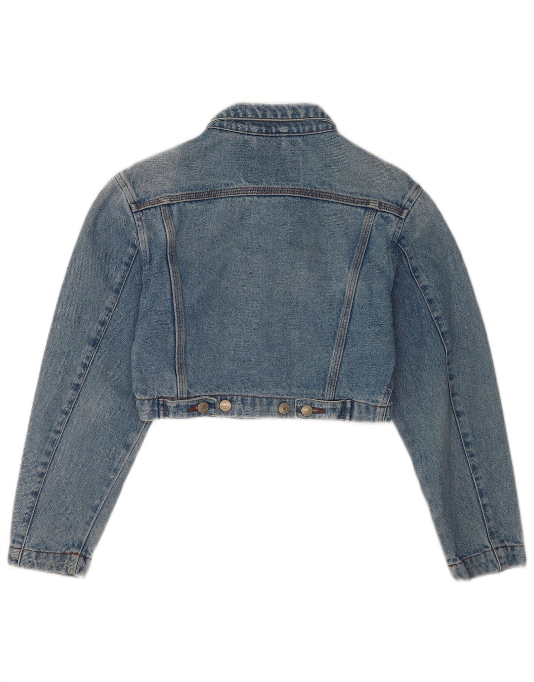 Giacca in denim vintage da donna corta UK 10 piccolo cotone blu