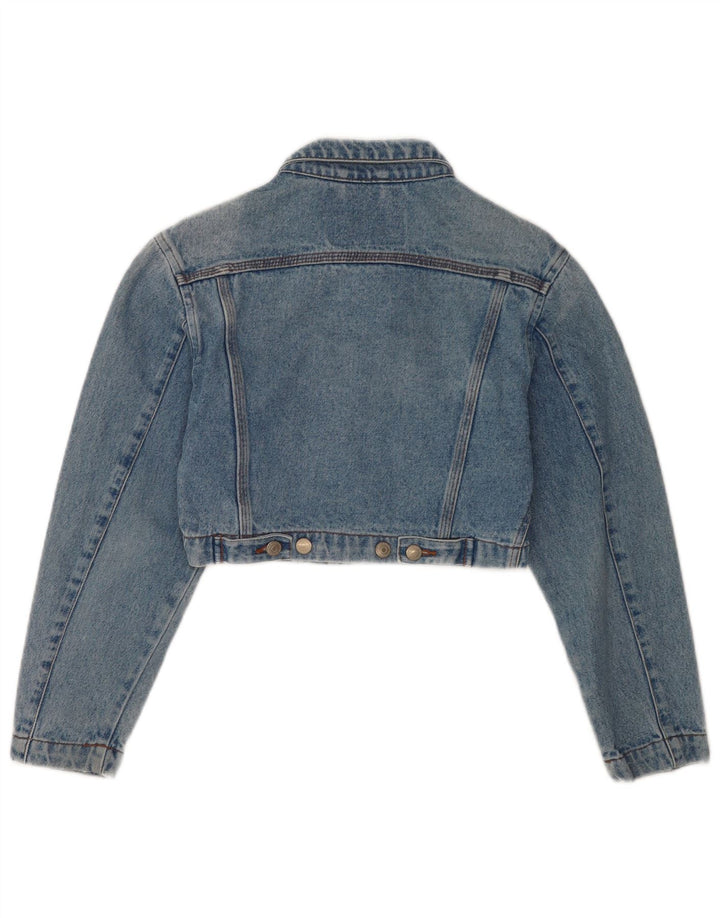 Giacca in denim vintage da donna corta UK 10 piccolo cotone blu