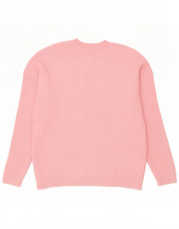 Marks & Spencer Damen-Pullover mit Rundhalsausschnitt, UK 16, großes rosa Polyester