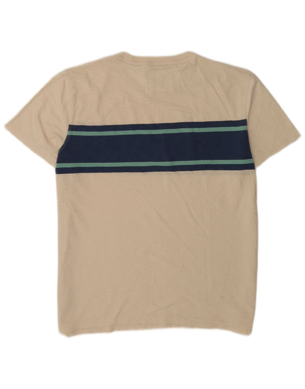 Fat Face Mens T-Shirt Top Large Beige Colourblock Cotton