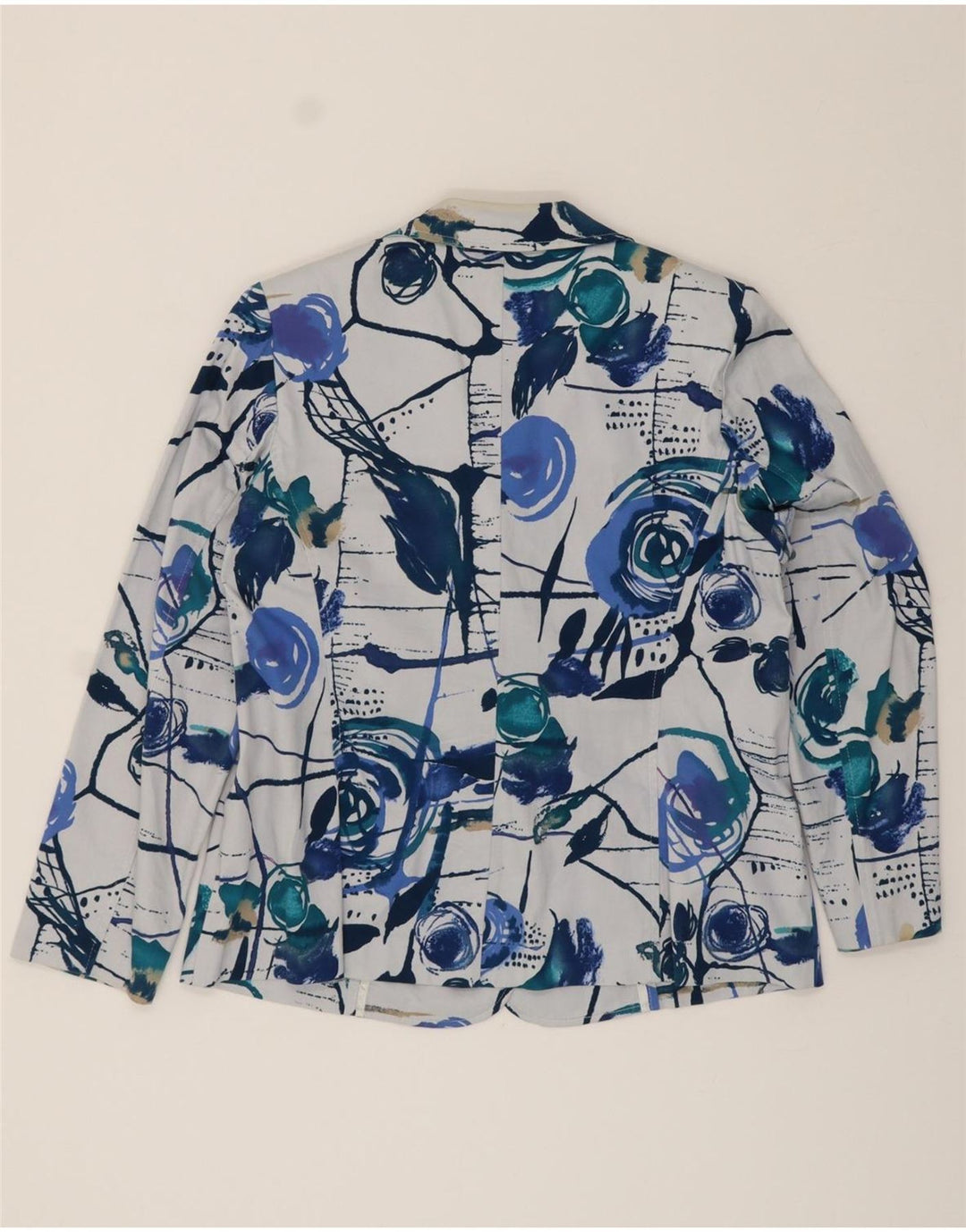 VINTAGE Womens Abstract Pattern 3 Button Blazer Jacket IT 50 XL Blue Vintage Vintage and Second-Hand Vintage from Messina Hembry 