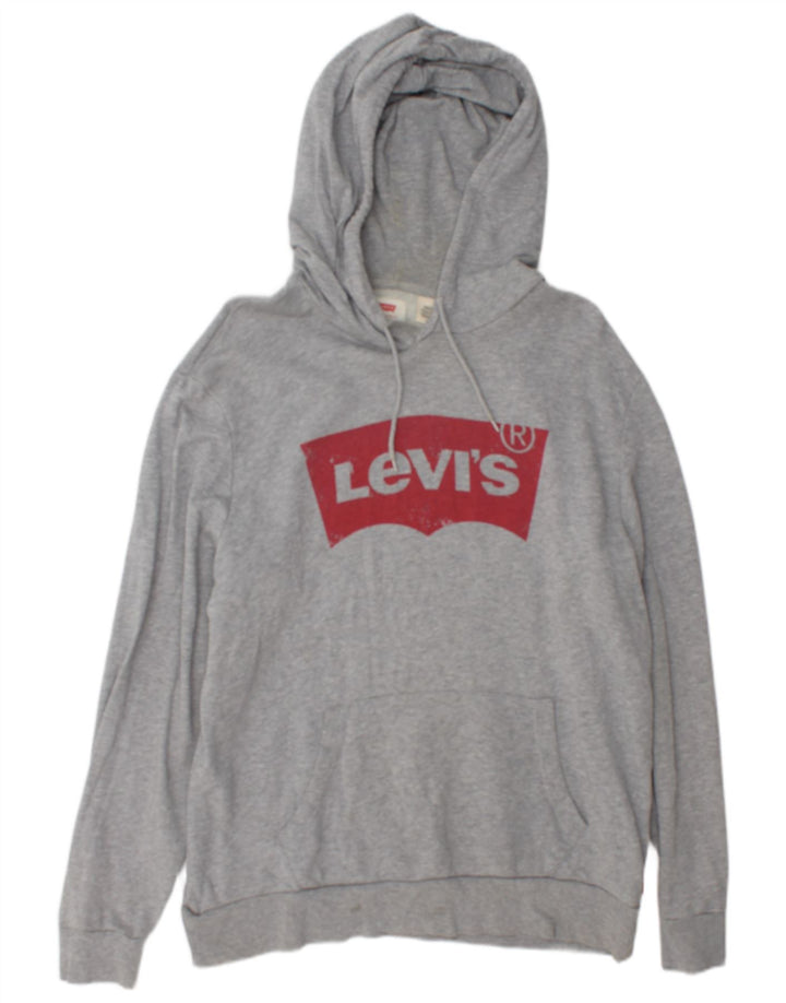 Levi's Mens Graphic Hoodie Jumper Large Grey Cotton
