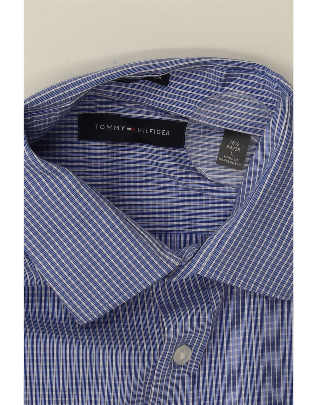 TOMMY HILFIGER Mens Shirt Size 16 1/2 Large Blue Check Cotton Vintage Tommy Hilfiger and Second-Hand Tommy Hilfiger from Messina Hembry 