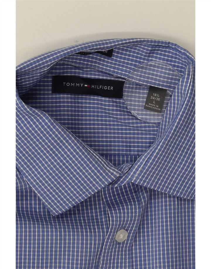 TOMMY HILFIGER Mens Shirt Size 16 1/2 Large Blue Check Cotton Vintage Tommy Hilfiger and Second-Hand Tommy Hilfiger from Messina Hembry 