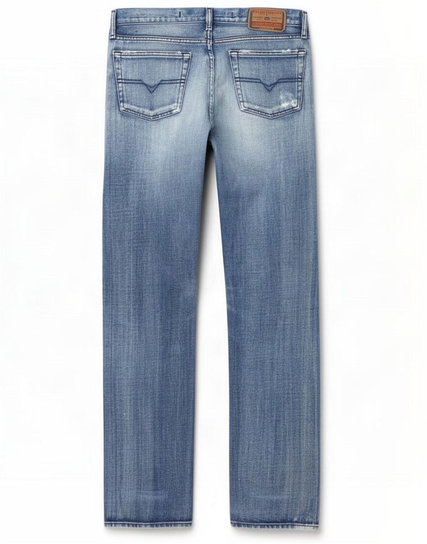 Diesel Jean droit vieilli pour homme W30 L34 Bleu Coton