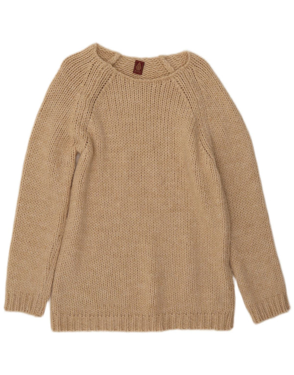 Dondup Pull col bateau pour femme UK 10 Petite laine mérinos beige