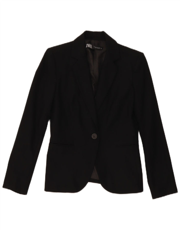 Zara Mujer Chaqueta Blazer De 1 Botón EU 36 XS Negro Poliéster
