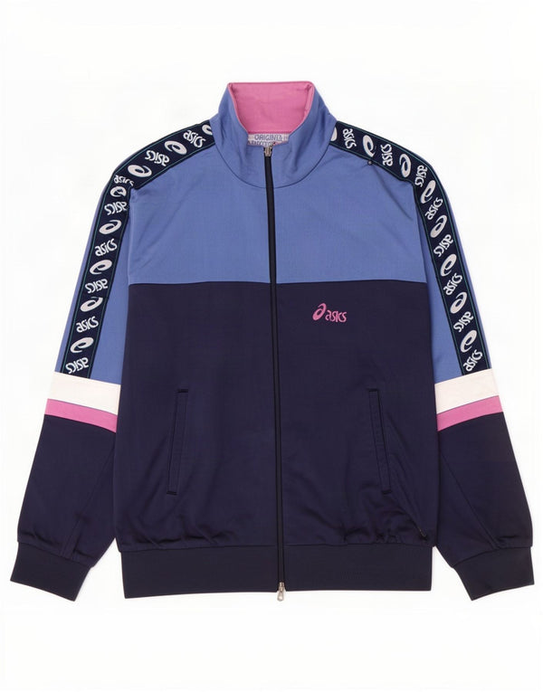 Asics Veste de survêtement graphique pour hommes IT 52 Large Bleu Marine Colorblock