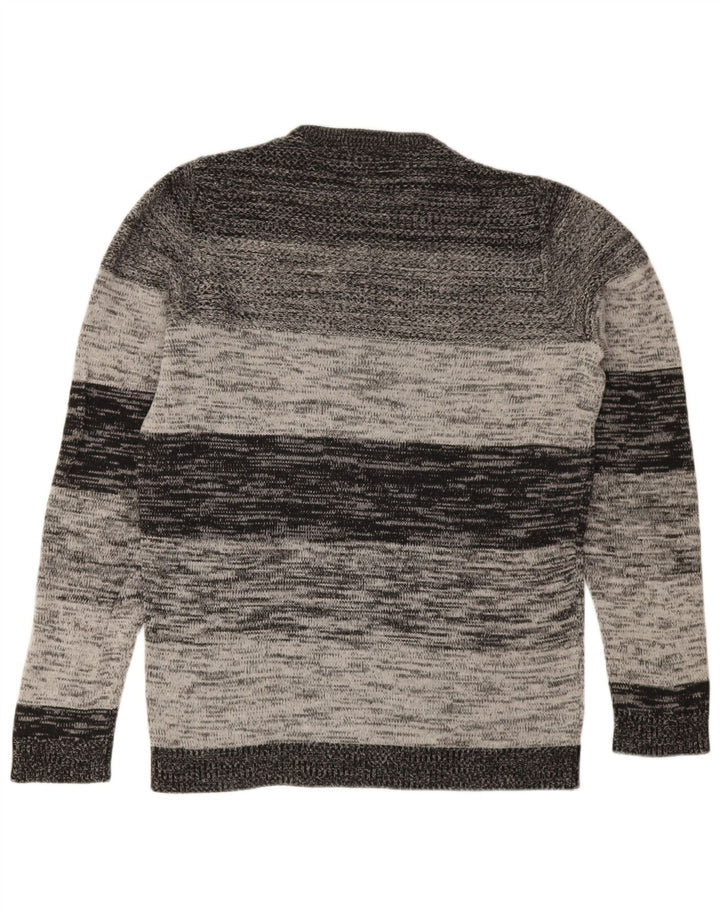 Jack & Jones Mens Crew Neck Jumper Sweater Small Grey Striped