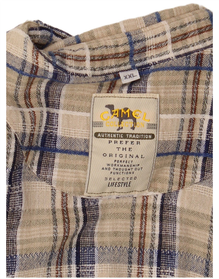 Camel Active Mens Short Sleeve Shirt 2XL Beige Check